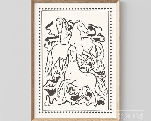 馬・No.005／「HAKU 」アートポスター　400×500 干支 馬 ポスター｜GOOD LUCK, HORSE｜モダンアート ポスター レオ