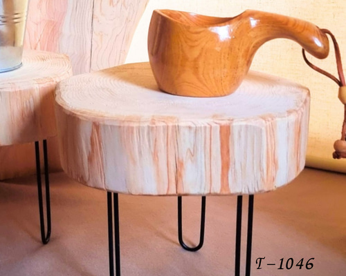 天然アロマ ひのきのアイアンレッグテーブル 無垢無塗装 オーガニック