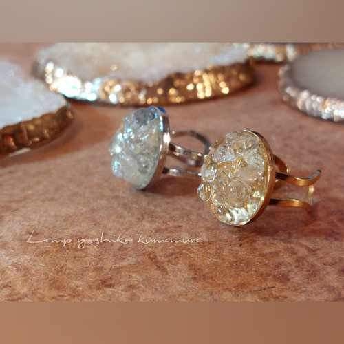 ルチル シトリン 水晶 mix ステンレス フリーサイズ リング 指輪