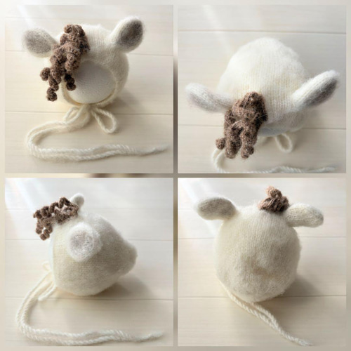 羊・キリン・馬帽子♪ ニューボーンフォト衣装 ボンネット 月齢フォト