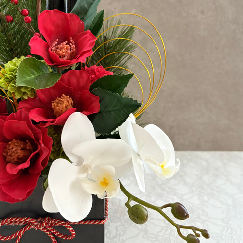 お正月アレンジ フラワーアレンジメント お正月飾り 造花 置き物 竹 松