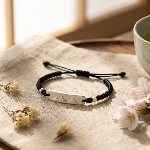 純銀 SV999】霊峰富士のコードブレスレット刻印 アレルギー対応 お守り