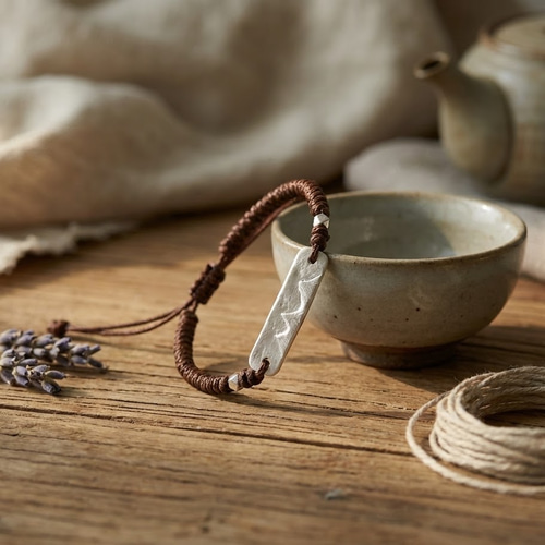 純銀 SV999】霊峰富士のコードブレスレット刻印 アレルギー対応 お守り