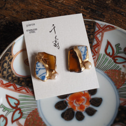 シーグラス 金継ぎ ピアス NO.301 ピアス（スタッド・一粒） senju