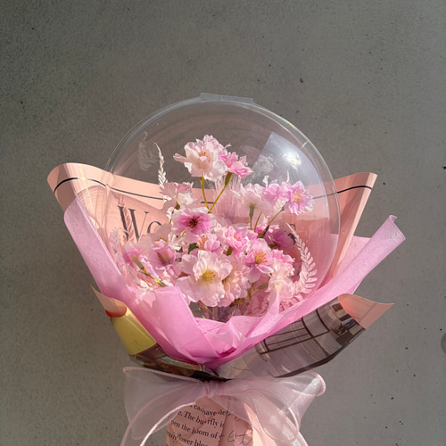 韓国風バルーンフラワーブーケ♡入学祝い花束♡桜アレンジ♡お誕生日