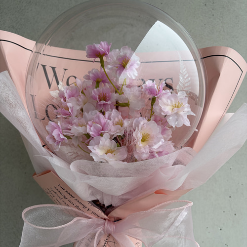韓国風バルーンフラワーブーケ♡入学祝い花束♡桜アレンジ♡お誕生日