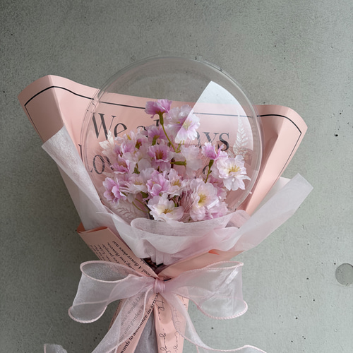 韓国風バルーンフラワーブーケ♡入学祝い花束♡桜アレンジ♡お誕生日