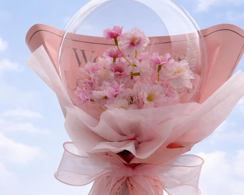 韓国風バルーンフラワーブーケ♡卒業祝い花束♡桜アレンジ♡お誕生日