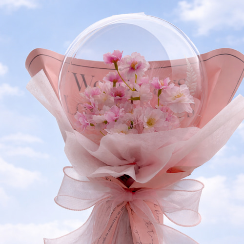 韓国風バルーンフラワーブーケ♡卒業祝い花束♡桜アレンジ♡お誕生日