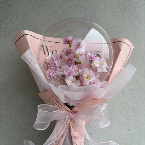 韓国風バルーンフラワーブーケ♡入学祝い花束♡桜アレンジ♡お誕生日