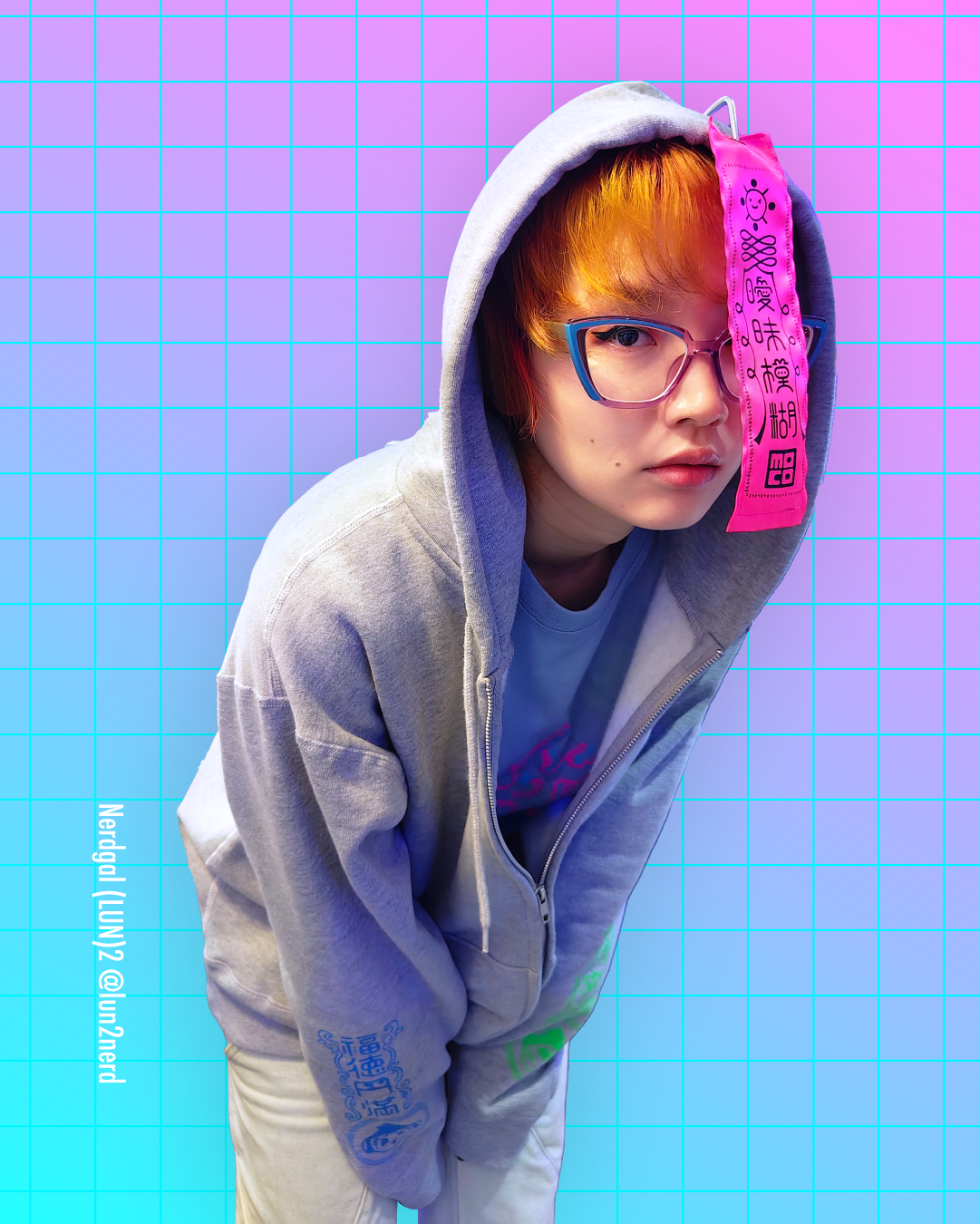 キョンシー おふだ パーカー 個性的 サイバーパンク 蛍光 ネオンカラー ビビット 陰キャ サブカル ユニセックス