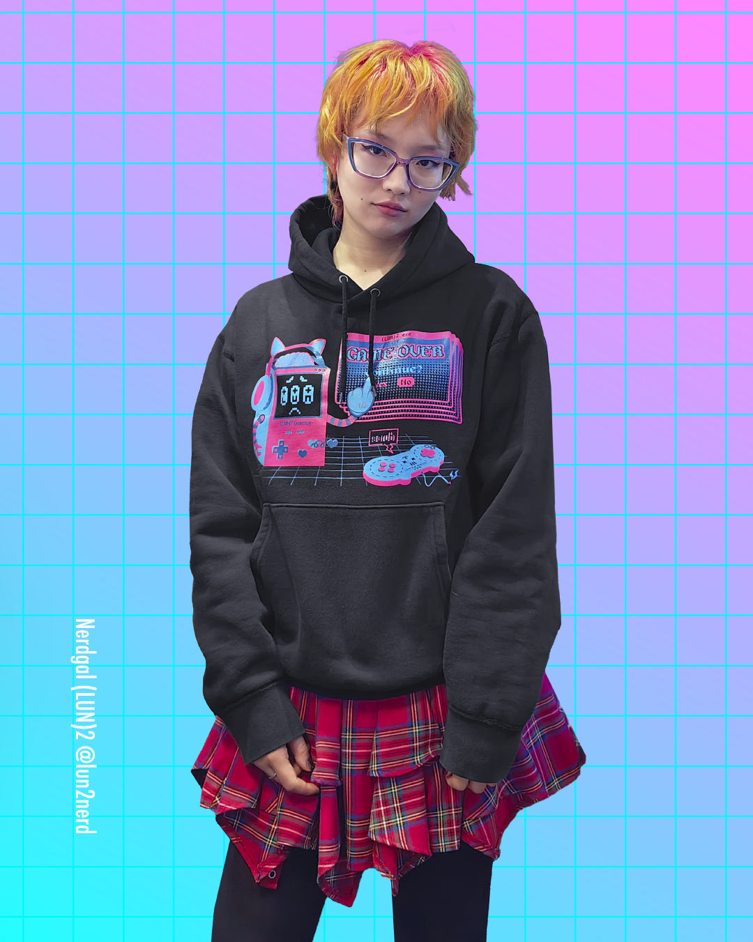 ゲームボーイ ドット絵 パーカー 個性的 サイバーパンク 蛍光 ネオンカラー ビビット 陰キャ サブカル ユニセックス