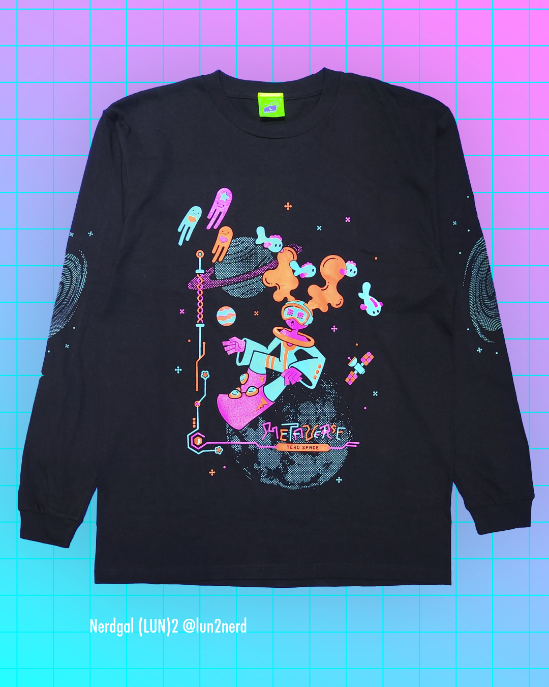 宇宙 ゲーム ゆるかわ ロンT 個性的 サイバーパンク 蛍光 ネオンカラー ビビット ナード 陰キャ ユニセックス