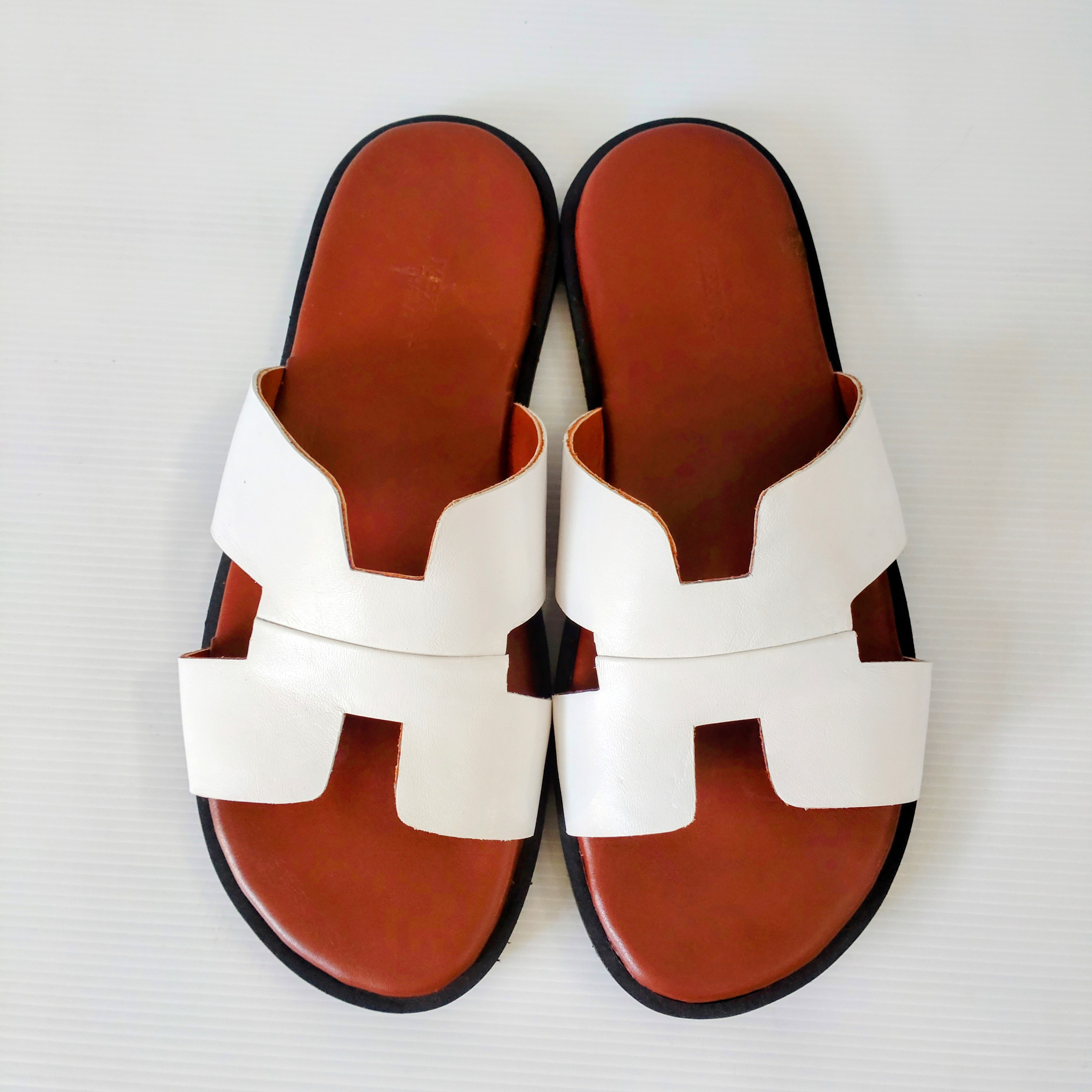 ★本革サンダル★無料サイズ調整★ホワイト★外反母趾対応★幅広★甲高対応★◇受注生産◇ハンドメイド◇