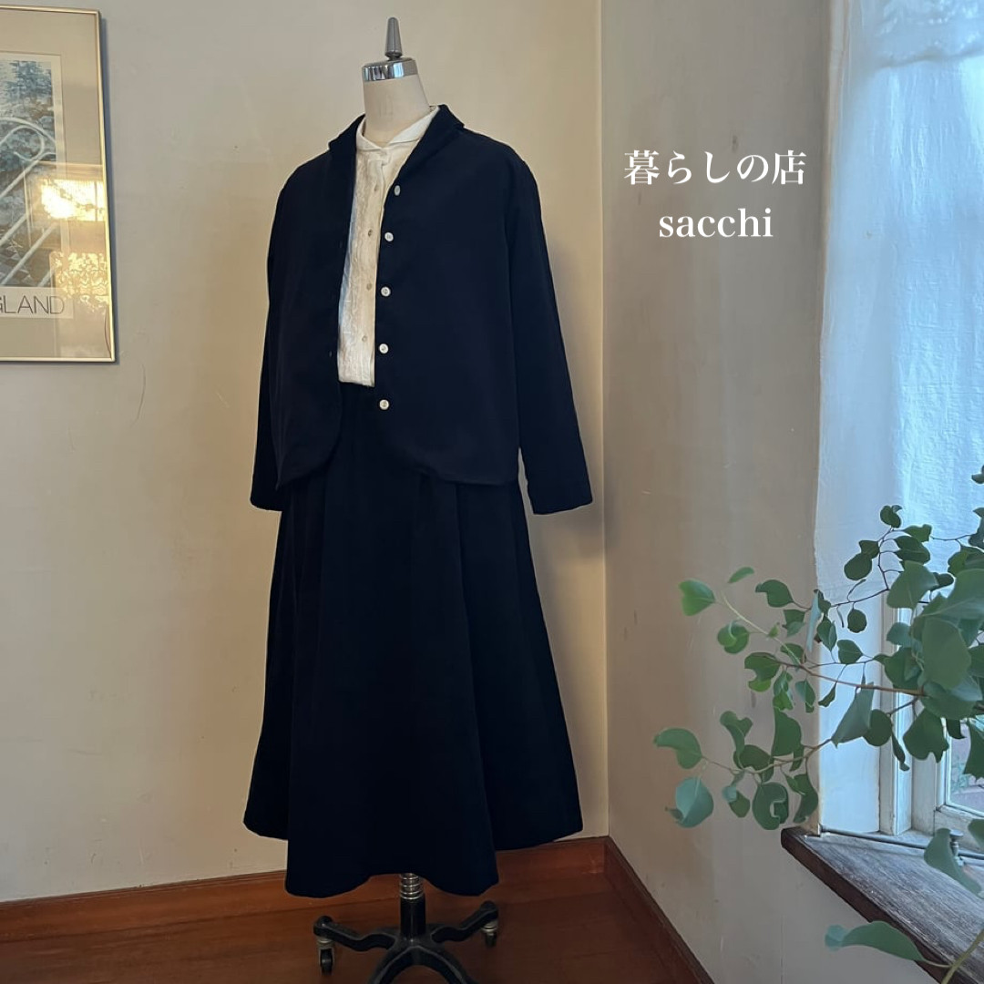 サブレジャケット　コットン　細コーデュロイ　ネイビー　　　＊暮らしの店sacchi＊