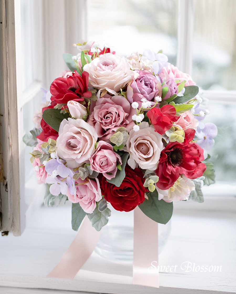 【オーダーメイド】くすみピンクのクラッチブーケ＆ブートニア