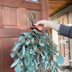 ♬ミモザとユーカリ、ナンキンハゼのドライフラワースワッグ ブーケ