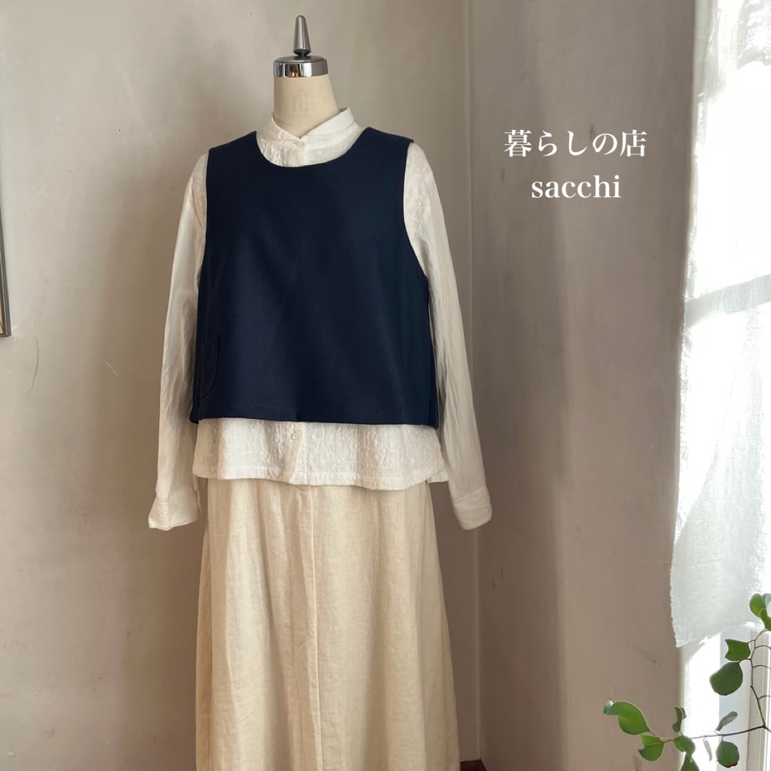 ナイスベスト　コットンウール　サージ コーデュロイ　ネイビー　　　＊暮らしの店sacchi＊