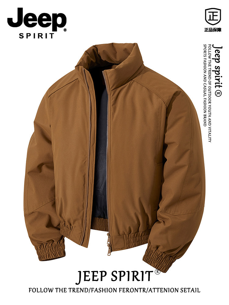 Jeep spiritアメリカンウールダウン綿入れ男性冬の厚手綿入れ連帽派コート男性を克服
