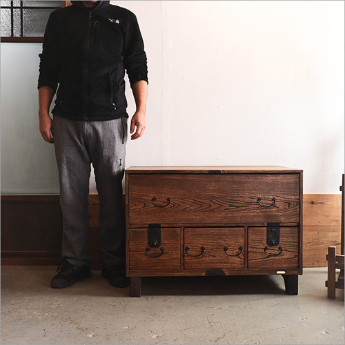 明治末期の和箪笥から生まれた 欅のローチェスト 一点物 リメイク 昭和