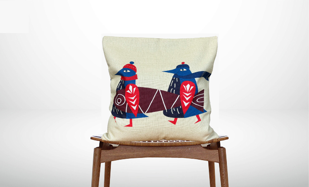 森のクッション Nordic penguin design　-ヒノキの香り-