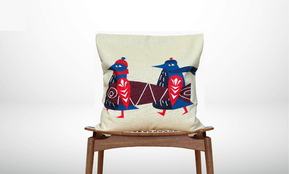 森林靠墊，北歐企鵝圖案 - 檜木香味 第1張的照片