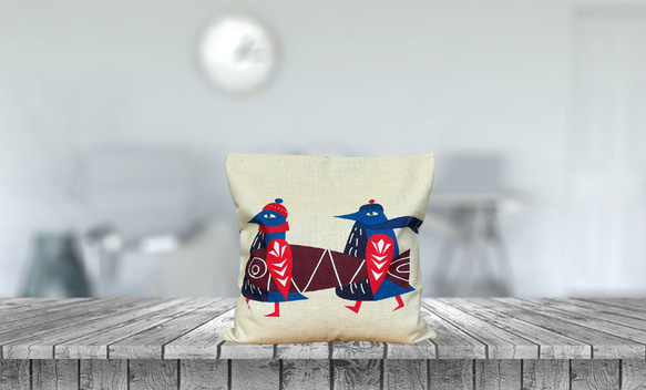 森林靠墊，北歐企鵝圖案 - 檜木香味 第6張的照片