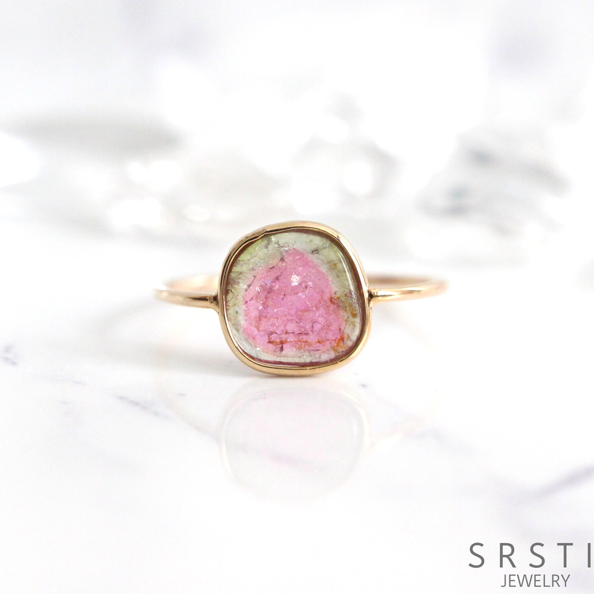 ウォーターメロントルマリンK14YGリング