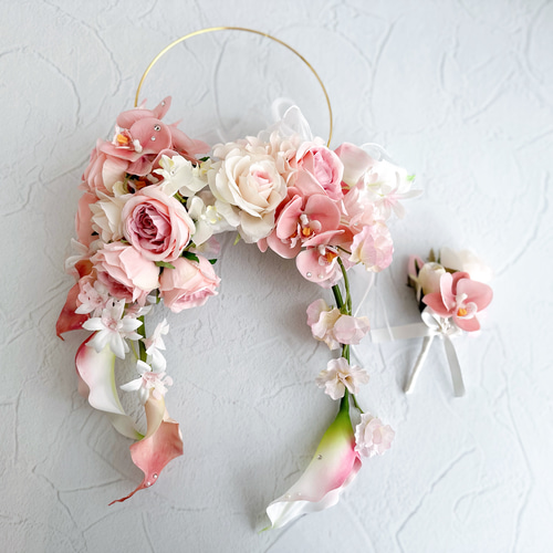 オープニングキャンペーン価格あり 】フープブーケ、ピンクブーケ