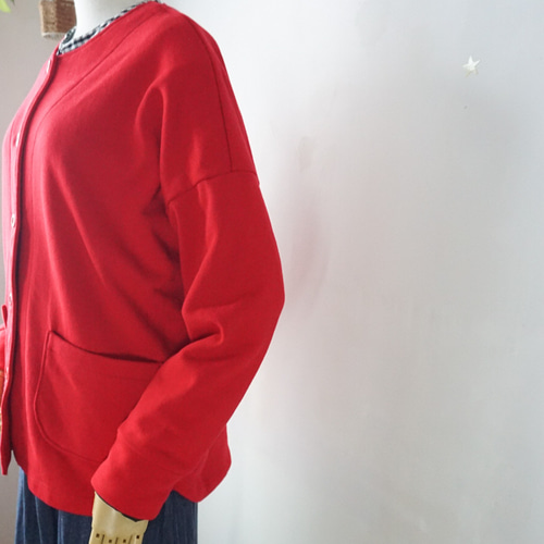 裏毛起毛ニット生地のドルマンスリーブブルゾン（RED） ジャケット