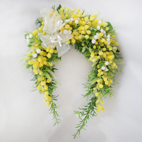 ミモザの馬蹄型フラワーリース＊春色ナチュラル アーティフィシャル