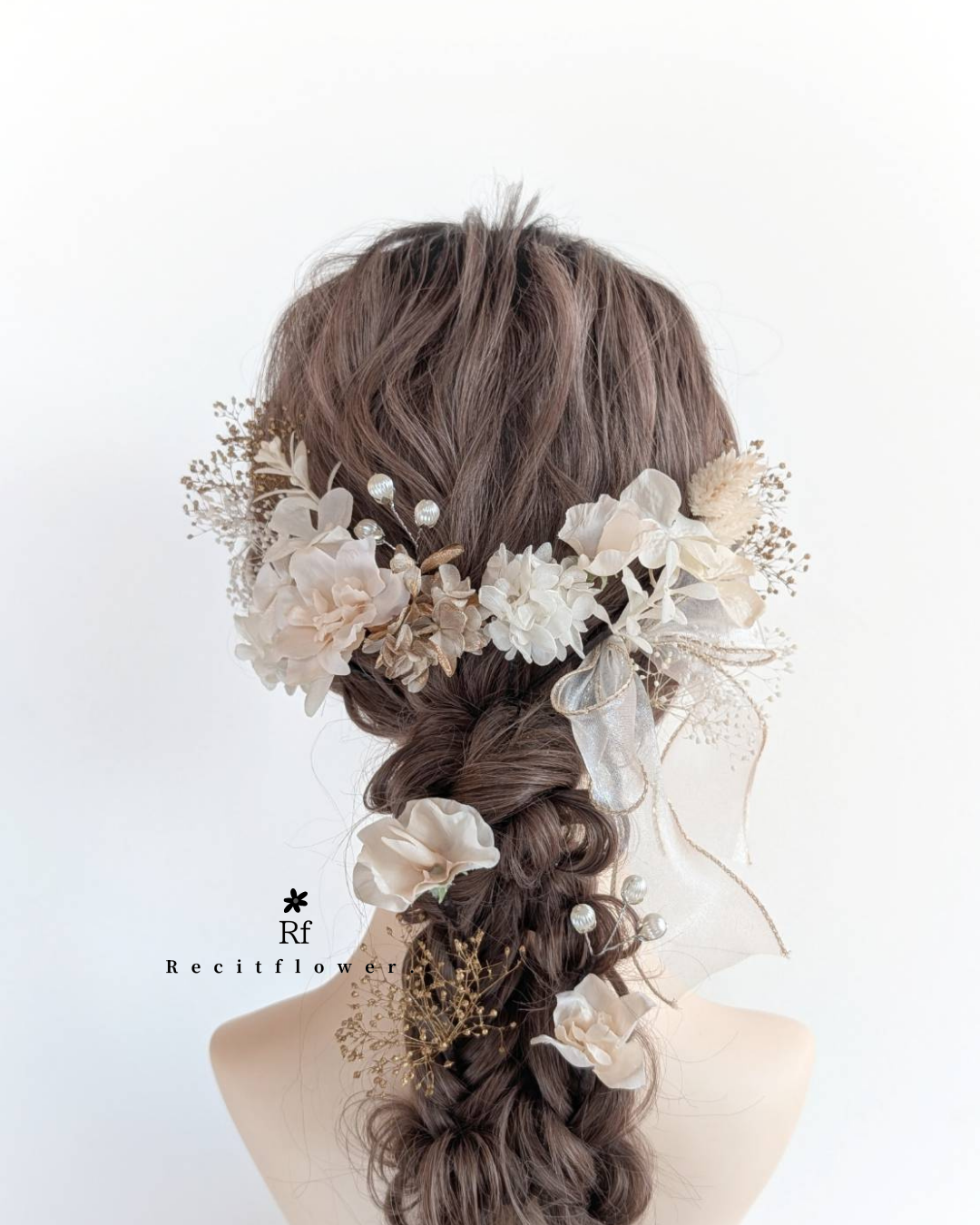 人気のリボン 髪飾り 成人式 卒業式 結婚式 七五三 白 ゴールド RC270