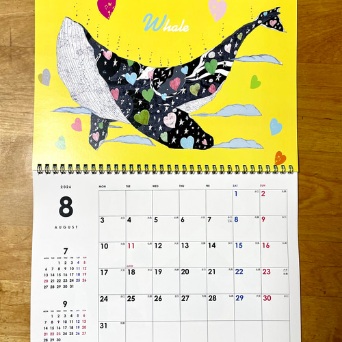 2026年度/壁掛けカレンダー見開きA3サイズ アニマル12種 カレンダー