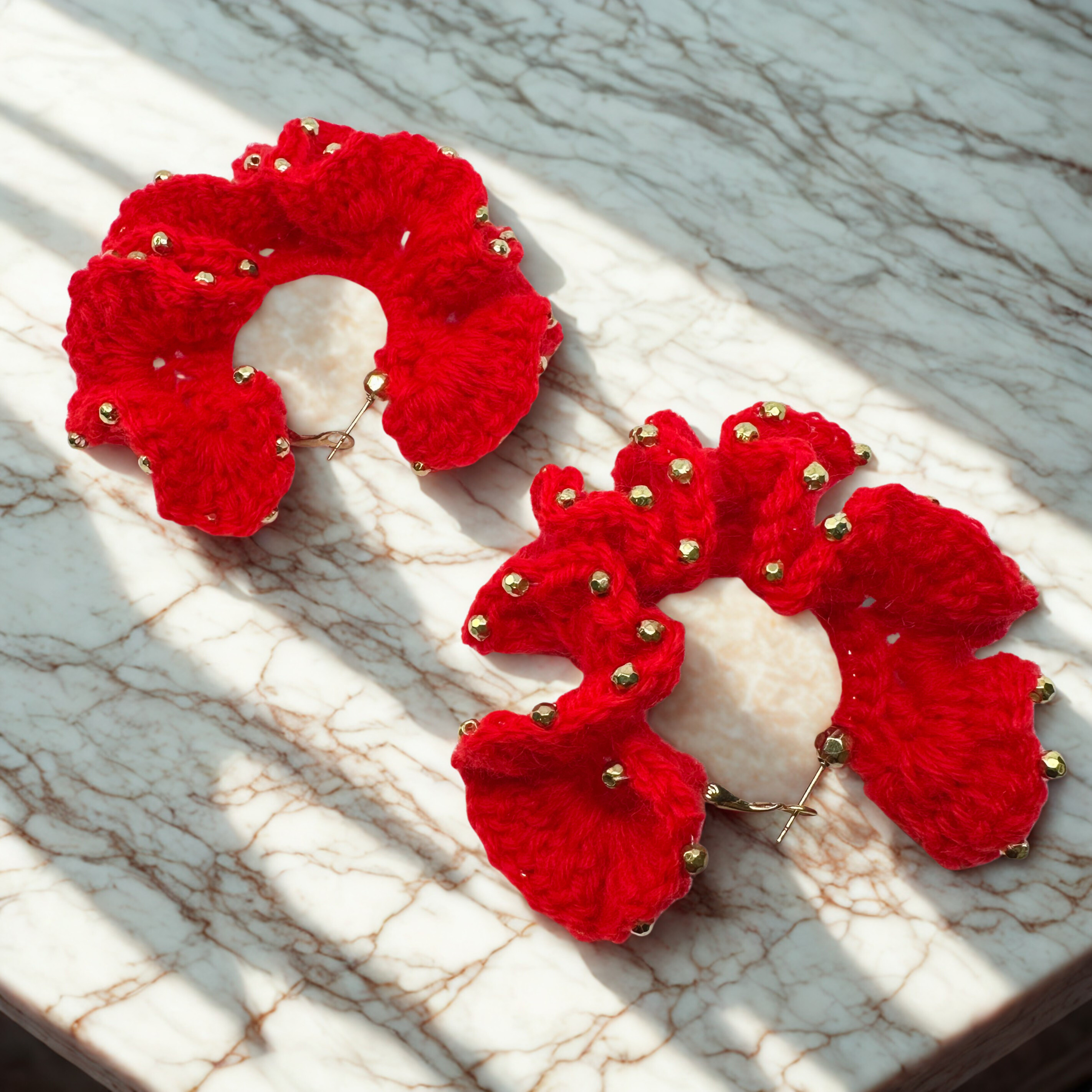 フラメンコ・フラワー・ピアス(ルージュレッド)