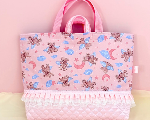 くまさん　レッスンバッグ くま柄 レッスンバッグ ゆめかわ クラシカル 入園入学2026 30×40 上品