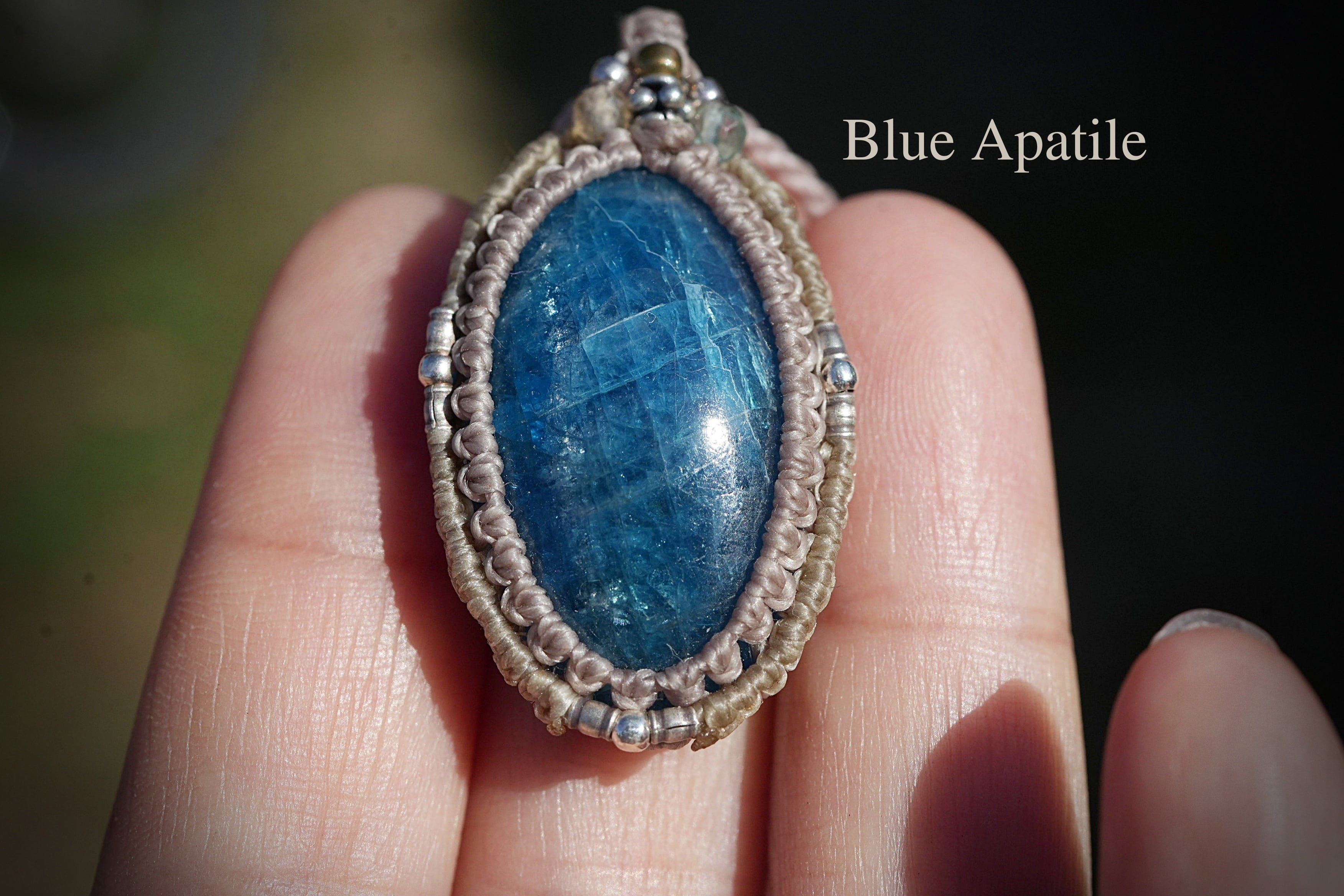 深海ディープブルー★ブルーアパタイト マクラメネックレス2226