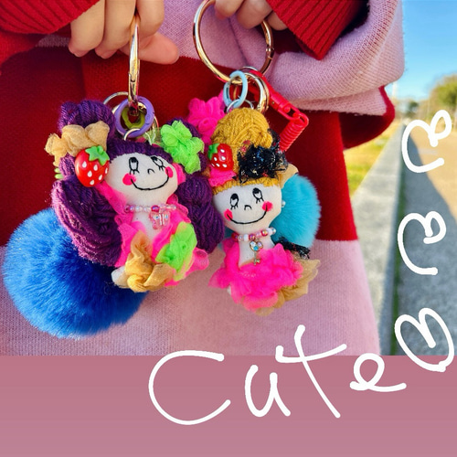 再販❤️ハンドメイド❤️ドールチャーム new ♡CHIFFOMI ♡女の子チャーム ♡キーホルダー ♡ドールチャーム
