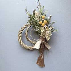 ドライフラワー＊ミモザとユーカリのナチュラルリース＊Mサイズ リース