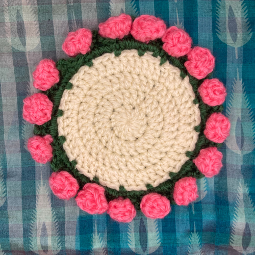 Flower bouquet coaster (pink rose) / フラワーブーケコースター(バラ