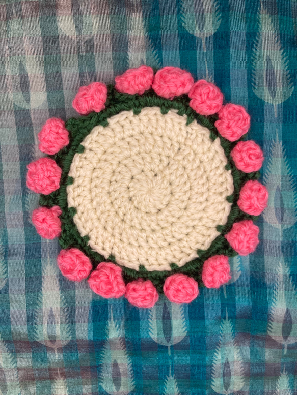 Flower bouquet coaster (pink rose) / フラワーブーケコースター(バラ