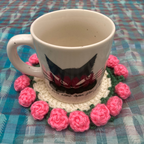 Flower bouquet coaster (pink rose) / フラワーブーケコースター(バラ