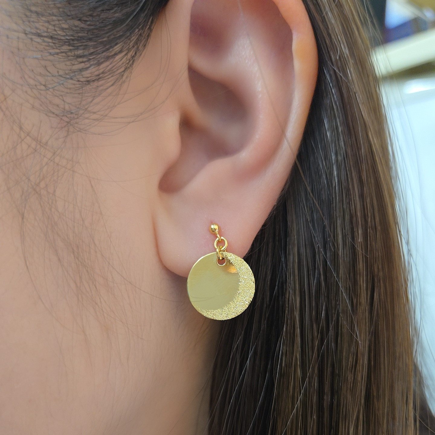 K18　14mm　丸型板抜き　ピアス