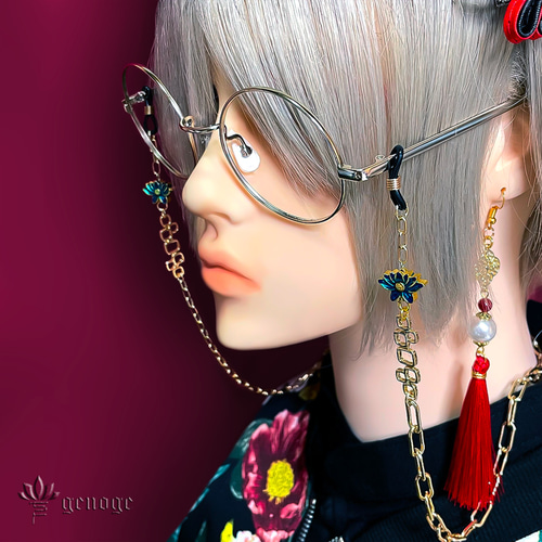 チャイナメガネチェーン】眼鏡チェーン/グラスコード｜中華×和風×大正