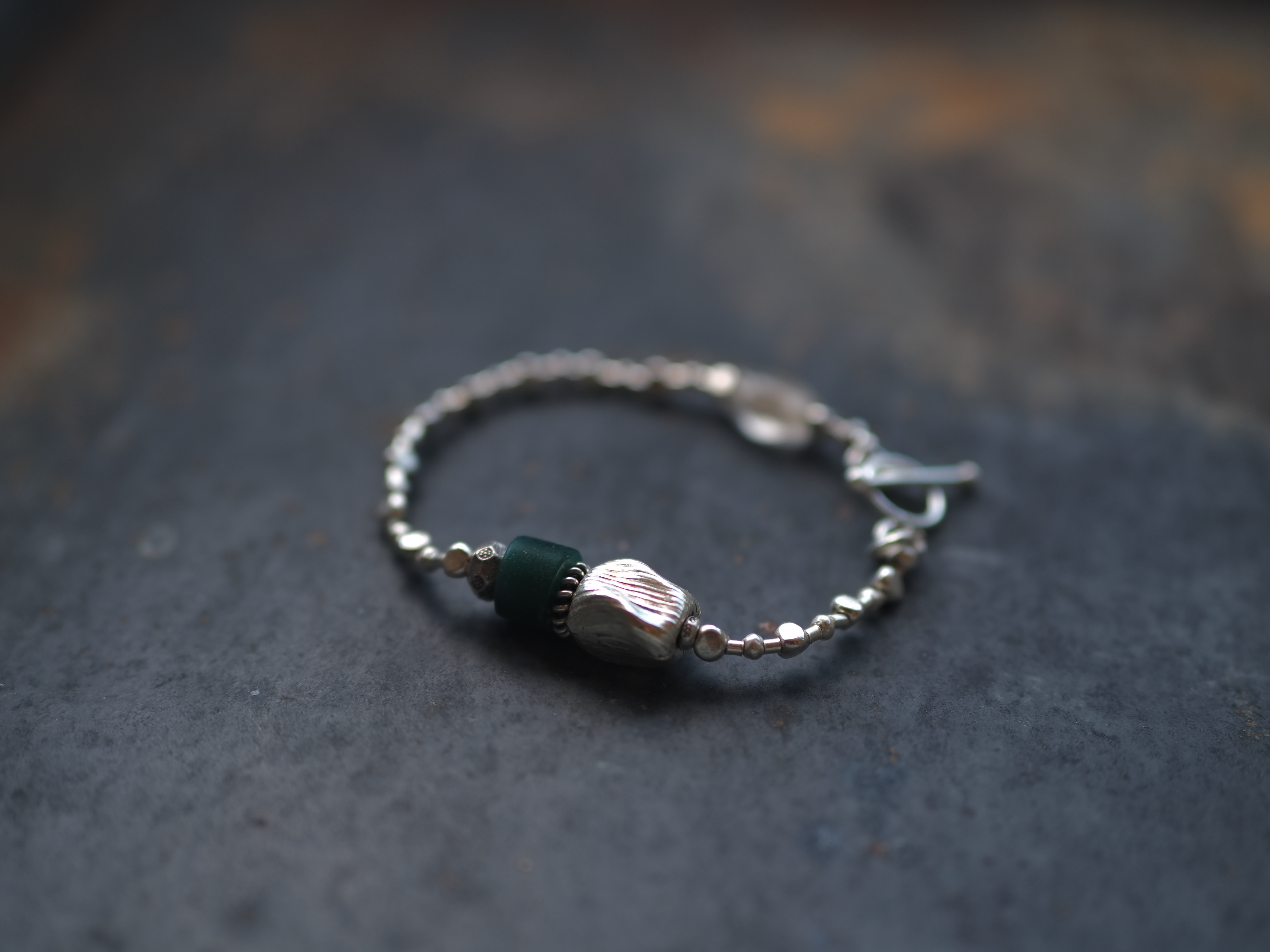 -Pyu beads- silver bracelet