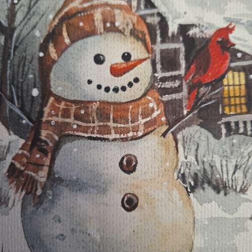 水彩画 スノーマンのお散歩 絵画 makochin 通販 20239461｜Creema