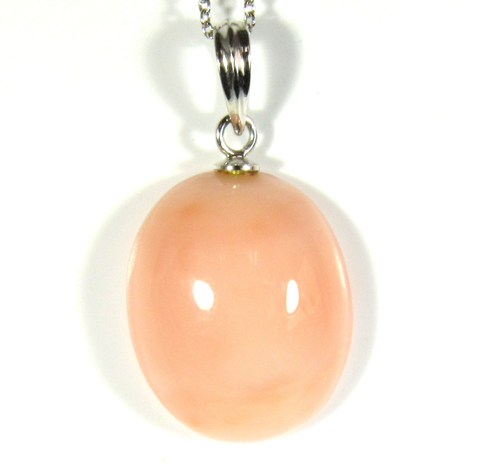 宝石珊瑚　さんご　オオバルペンダント　ネックレス　アクセサリー・ジュエリ－　 IMG－1873