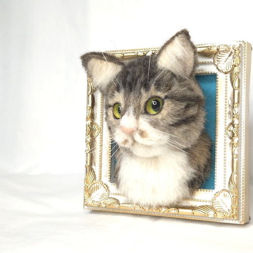 キジ猫 キジ白 フレーム M 羊毛フェルト 置物 その他置物 Yossy 通販