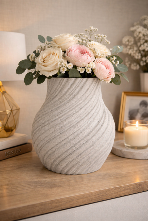 Japan 口径：中 天然大理石(オニキスB)フラワーベース、花瓶、オブジェ Vintage　フラワーベース　花器　３点　大理石 花瓶・フラワースタンド