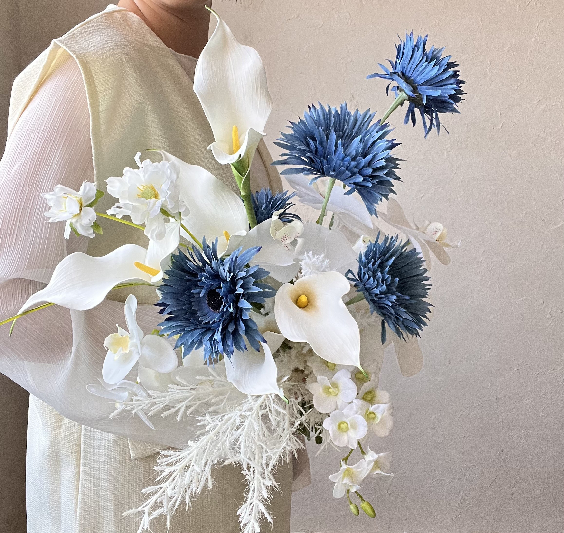 カラーリリーとガーベラのウェディングブーケ　アーティフィシャルフラワー