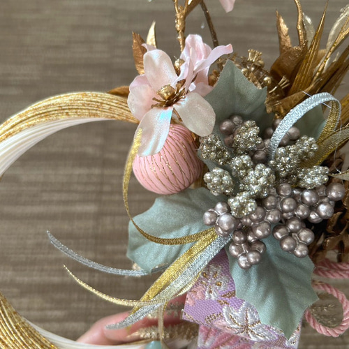 お正月 しめ縄飾り お正月飾り 水引 玄関飾り フラワーギフト ピンク系